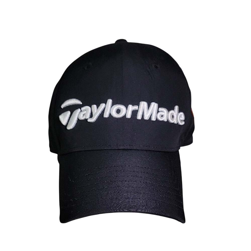 TaylorMade Golf Hat Black White Embroidery Logo Adjustable